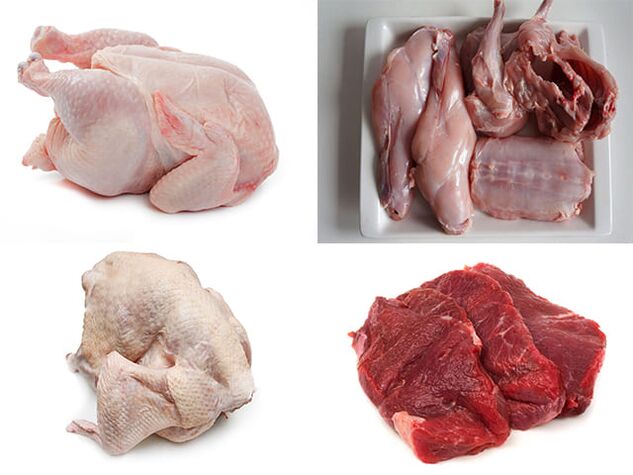 A variety of healthy meat on the menu of a person with strong potential